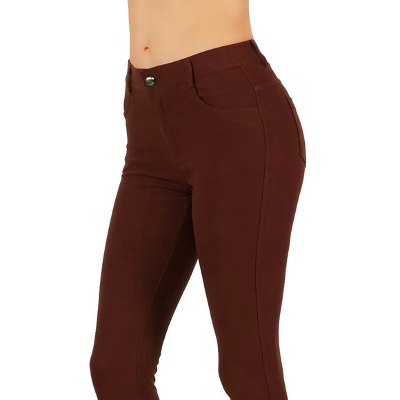 Women's Jean Look Buttery Soft Jeggings 01 Brown - Picture 2 of 2